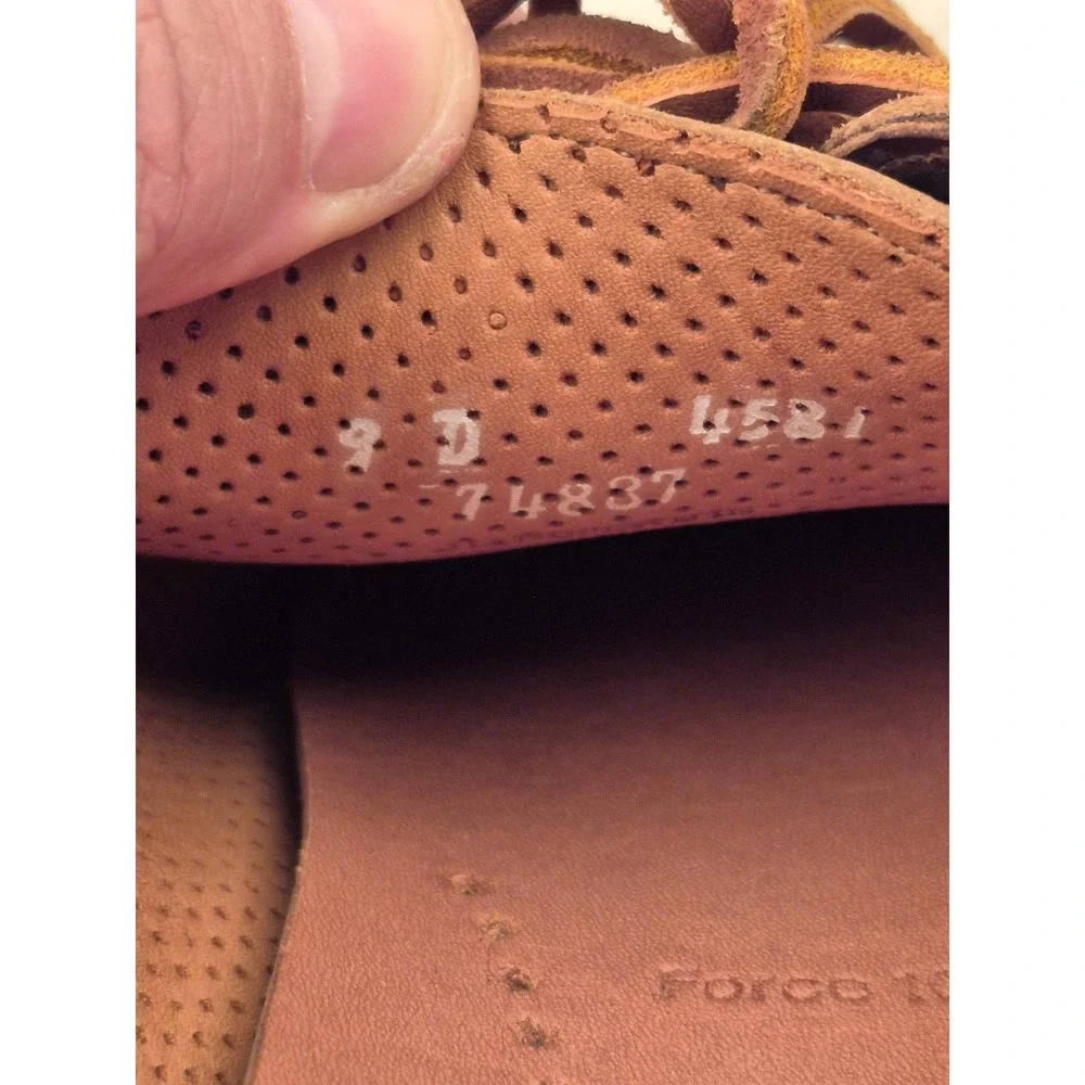 Allen Edmonds Force 10 Tan Brown Leather Boat Shoes Mens Casual Loafers Sz 9 D